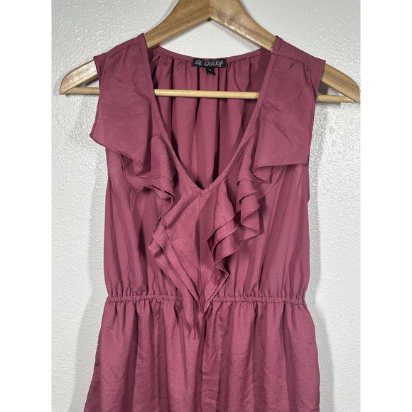 BeBop Dress Womens Medium Mauve Pink Ruffle V Neck Sleeveless Elastic Waist - Picture 4 of 7